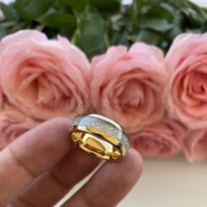 Anel de casamento de tungstênio dourado/ouro rosa